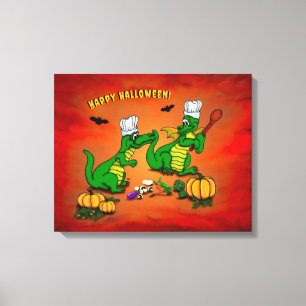 Drachen - Frohe Halloween! Heute werde ich kochen Leinwanddruck