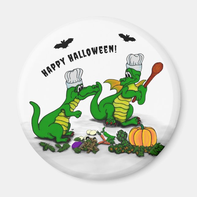 Drachen - Frohe Halloween! Heute werde ich kochen Magnet (Vorne)