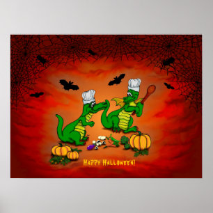 Drachen - Frohe Halloween! Heute werde ich kochen Poster