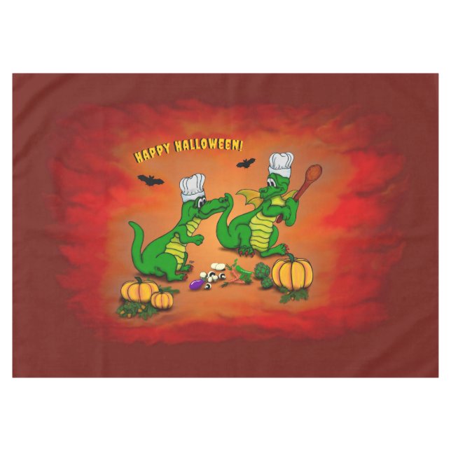 Drachen - Frohe Halloween! Heute werde ich kochen Tischdecke (Vorderseite (Horizontal))