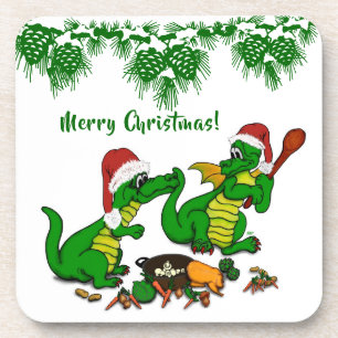 Drachen - Frohe Weihnachten ! - heute werde ich ko Getränkeuntersetzer