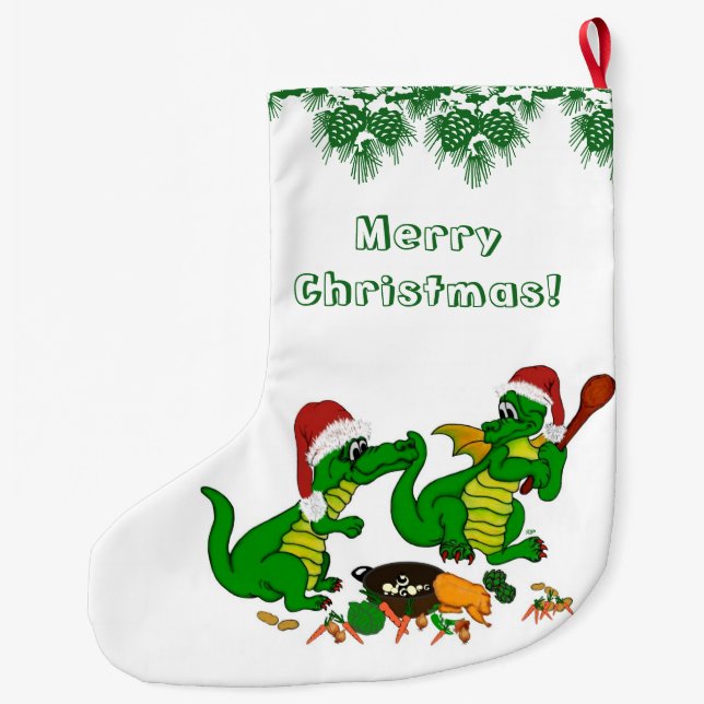 Drachen - Frohe Weihnachten ! - heute werde ich ko Großer Weihnachtsstrumpf (Rückseite)