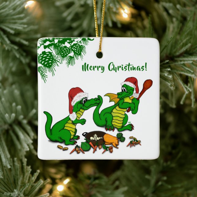 Drachen - Frohe Weihnachten ! - heute werde ich ko Keramikornament (Baum)