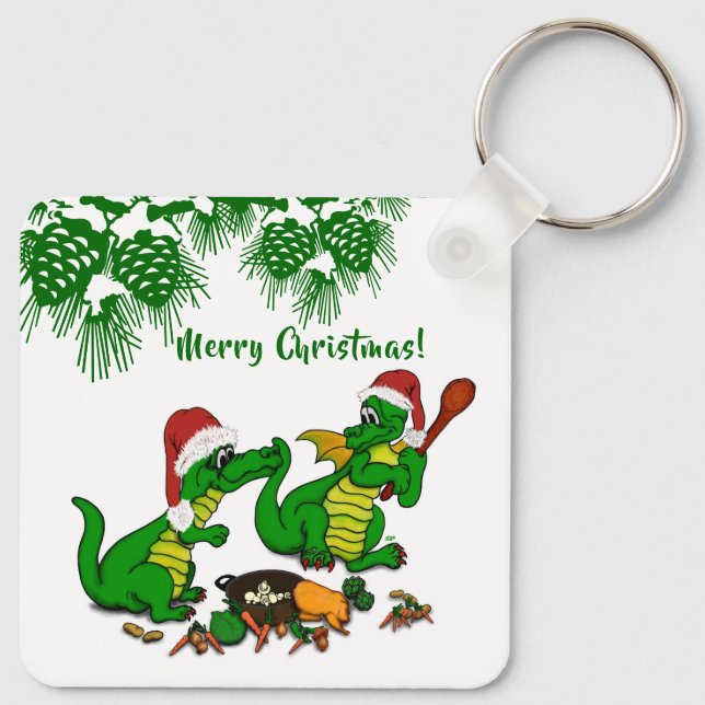 Drachen - Frohe Weihnachten ! - heute werde ich ko Schlüsselanhänger (Rückseite)