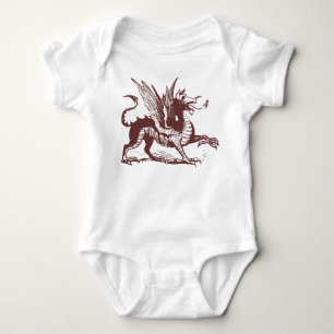 Drachen Gravur - Dunkelbraun Baby Strampler