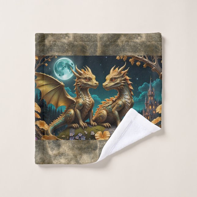 Drachen im Mondlicht Waschlappen (Waschlappen)