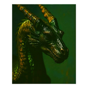Drachen Kopf Portrait im Malerei Stil Poster