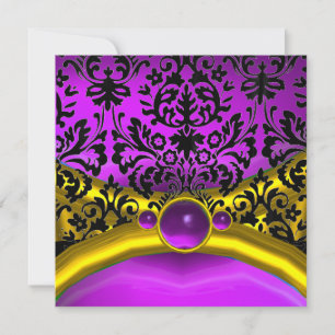 DRACHEN LIEBE GOLD PURPUR SCHWARZER DAMAST MONOGRA EINLADUNG
