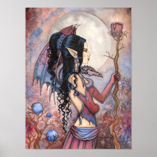 DRachen-Mädchen Gothic Fantasy Art von Molly Harri Poster