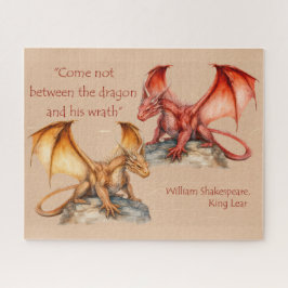 Drachen mit König Lear Zitat rot, Gold, weiß
