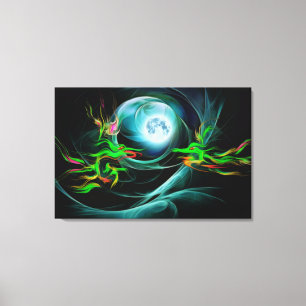 Drachen spielen mit dem Mond Leinwanddruck