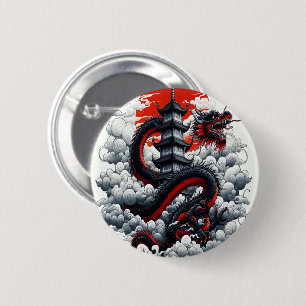 Drachen-Turm-Knopf Button