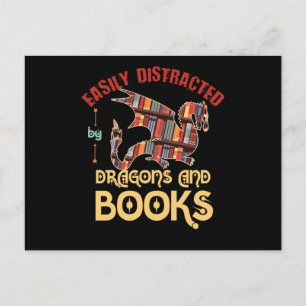 Drachen und Bücher Postkarte