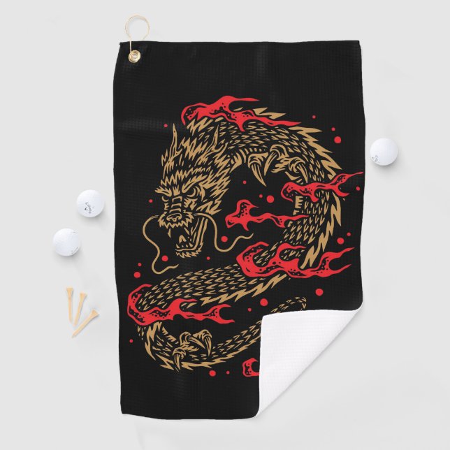 Drachen und Flammen Golfhandtuch (Insitu)