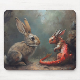 Drachen und Kaninchenfantasy Mousepad