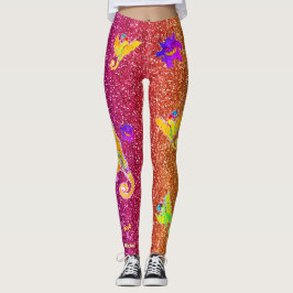 Drachen und Monster auf Glitzer Leggings