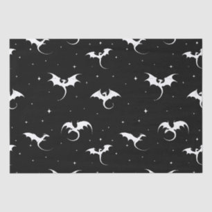 Drachen und Sterne auf schwarzem Hintergrund Seidenpapier