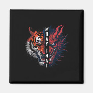 Drachen- und Tigermuaythai-Kickboxkunst Magnet