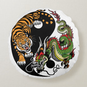 Drachen-Yang-Symbol Rundes Kissen
