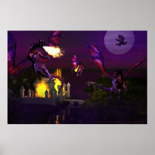 Drachenangriff von David und Michelle Wilder Poster