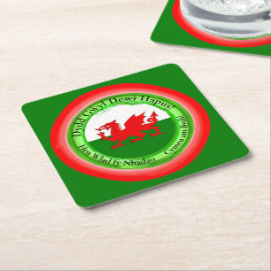 Drachenbearbeitung Walisischer Drache St. Davids-T Rechteckiger Pappuntersetzer