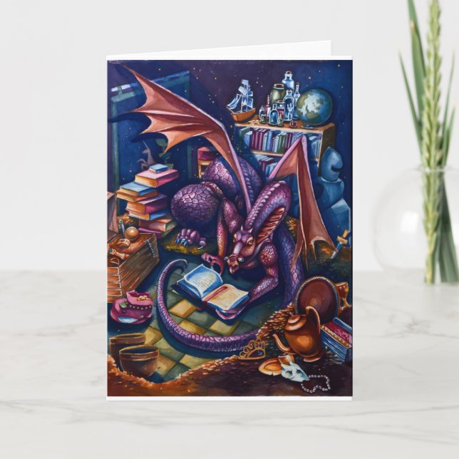 Drachenbibliothek, Grußkarte Karte (Vorderseite)