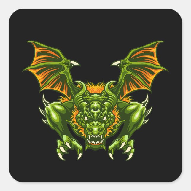 Drachenbild Quadratischer Aufkleber (Vorderseite)