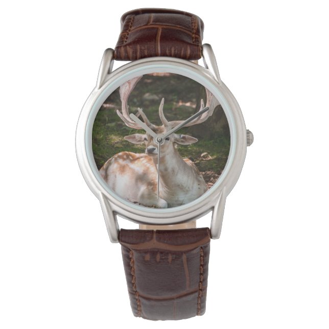 Drachenbild unter Holz Armbanduhr (Vorderseite)