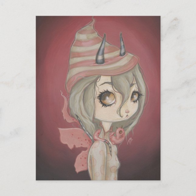 Drachenfee-Postkartenrosa Postkarte (Vorderseite)