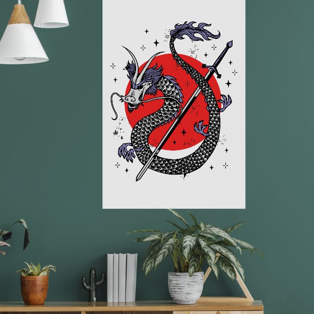 Drachenfeindlichkeit: Ein majestätisches chinesisc Poster (Wohnzimmer 1)