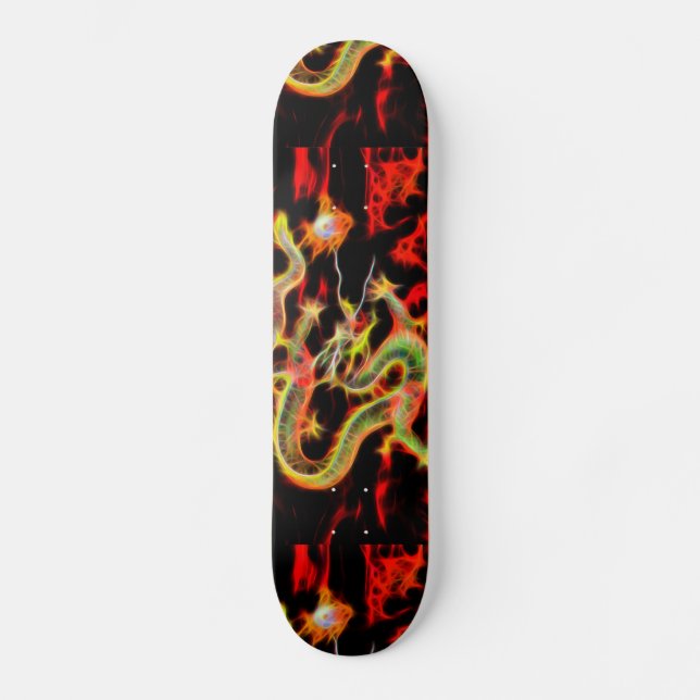 Drachenfeuer auf Glücksenergie Skateboard (Vorderseite)