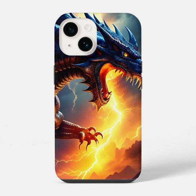 Drachenfeuer-Blitzkampf zwei iPhone 14 Hülle (Rückseite)