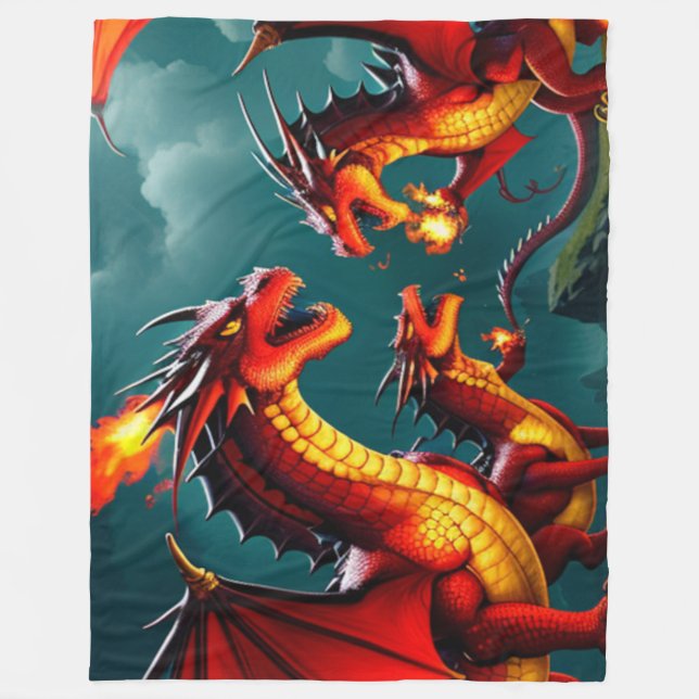 Drachenfeuer Fleecedecke (Vorderseite)