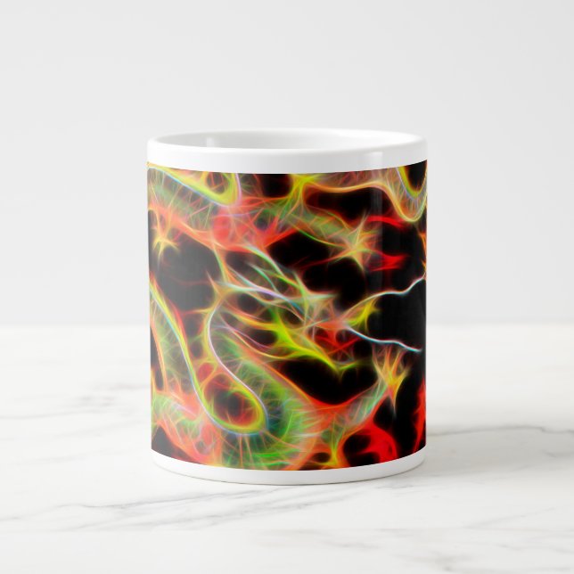 Drachenfeuerdekor auf Lucky Energy Jumbo-Tasse (Vorderseite)