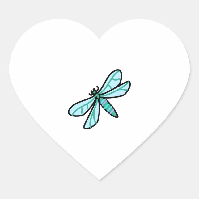 Drachenfliege Herz-Aufkleber (Vorderseite)