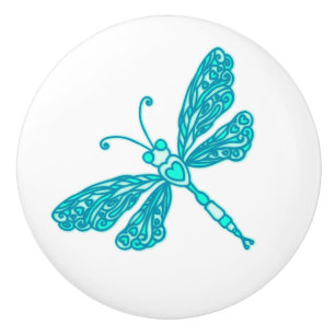 Drachenfliege in Aqua Keramikknauf