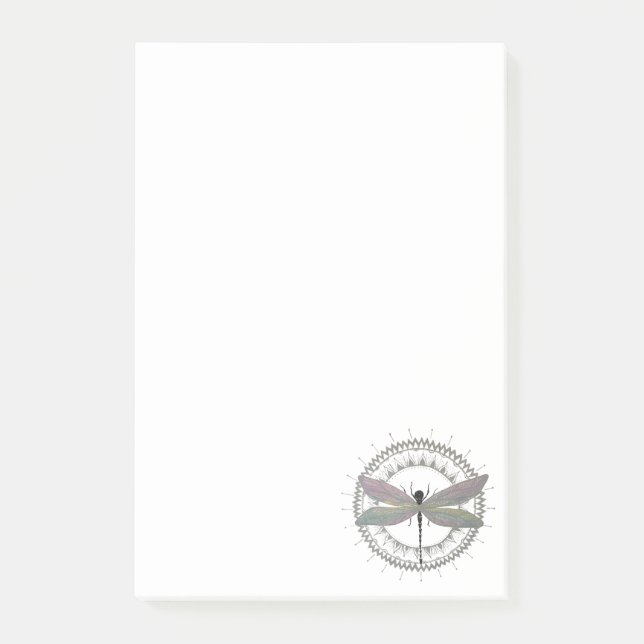 Drachenfliege Mandala Post-it Klebezettel (Vorderseite)