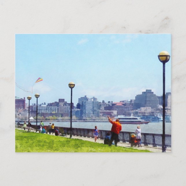 Drachenfliegen am Pier A Park Hoboken NJ Postkarte (Vorderseite)
