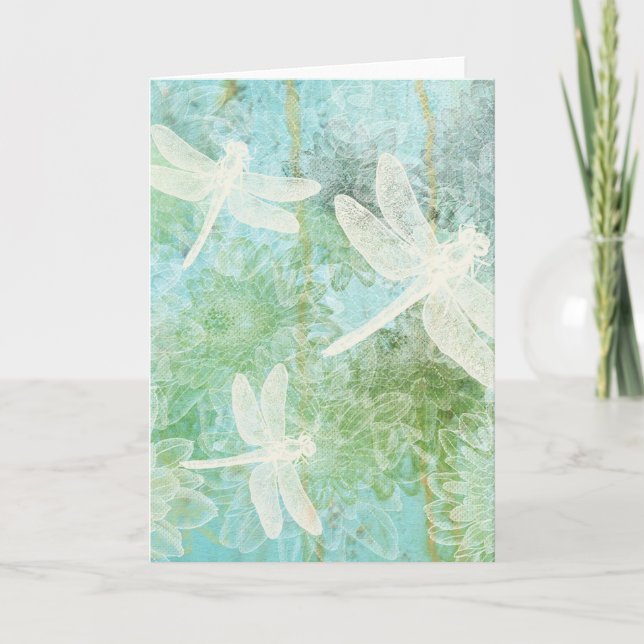 Drachenfliegen, Damselflies und Blume Karte (Vorderseite)