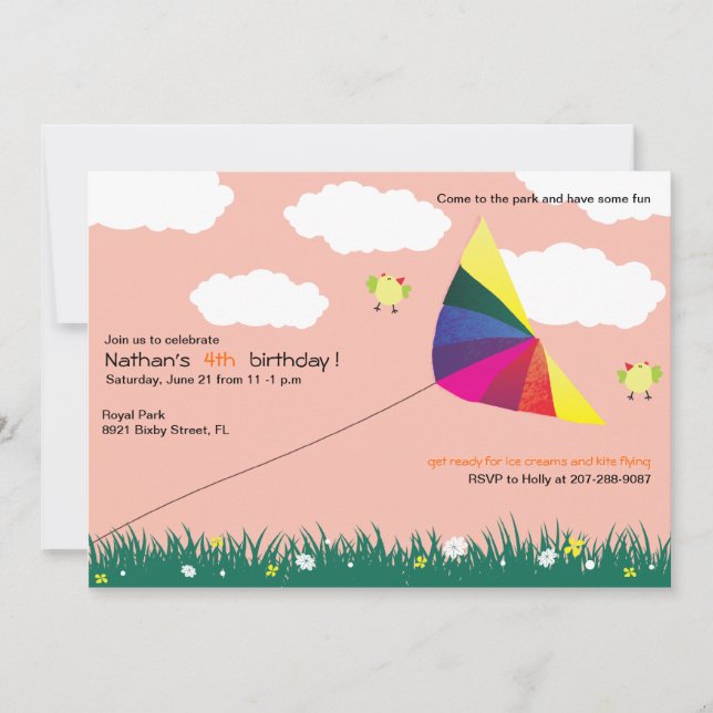 Drachenfliegen - Einladungen an den Kindergeburtst (Vorderseite)