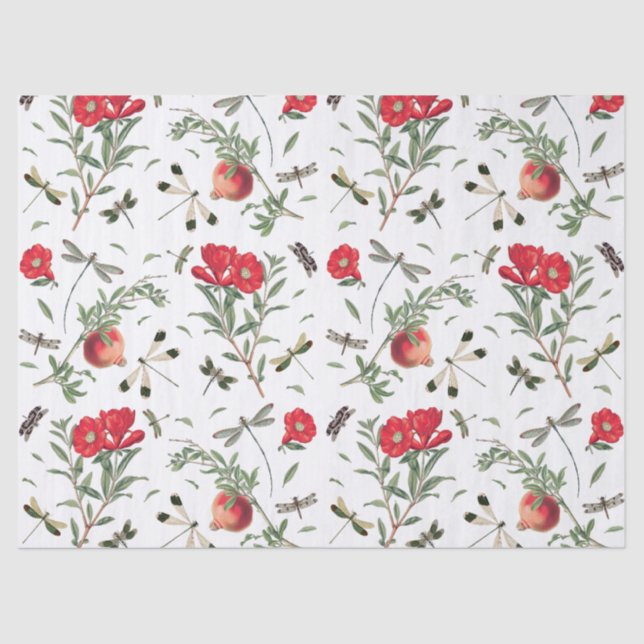 Drachenfliegen und Granatäpfel Seidenpapier (Vorderseite)