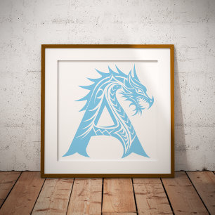 Drachengestalteter Buchstabe A, Drachenschrift, Mo Poster