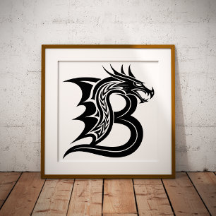 Drachengestalteter Buchstabe B, Dragonalphabet, Mo Fotodruck