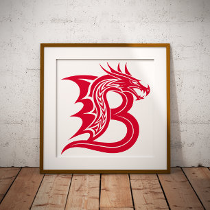 Drachengestalteter Buchstabe B, Dragonalphabet, Mo Poster