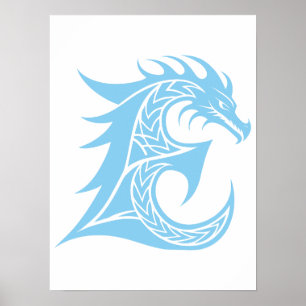 Drachengestalteter Buchstabe E, Drachenschrift, Mo Poster