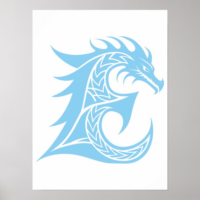 Drachengestalteter Buchstabe E, Drachenschrift, Mo Poster (Vorne)