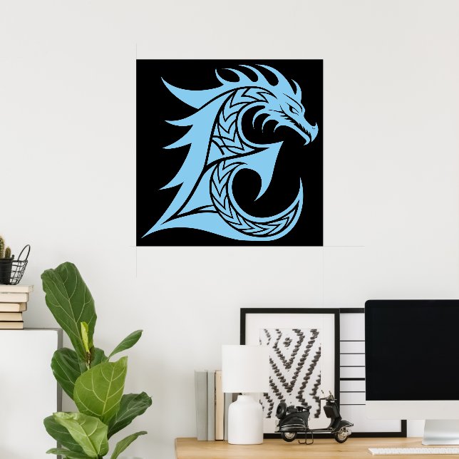 Drachengestalteter Buchstabe E, Dragonalphabet, Mo Poster (Heimbüro)