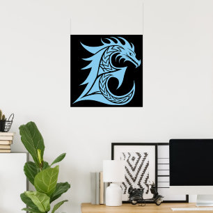 Drachengestalteter Buchstabe E, Dragonalphabet, Mo Poster