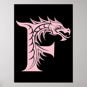 Drachengestalteter Buchstabe F, Drachenschrift, Mo Poster