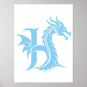Drachengestalteter Buchstabe H, Drachenalphabet, M Poster